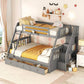 Twin-Over-Full Bunk Bed with Drawers, Ladder, and Storage Staircase - White