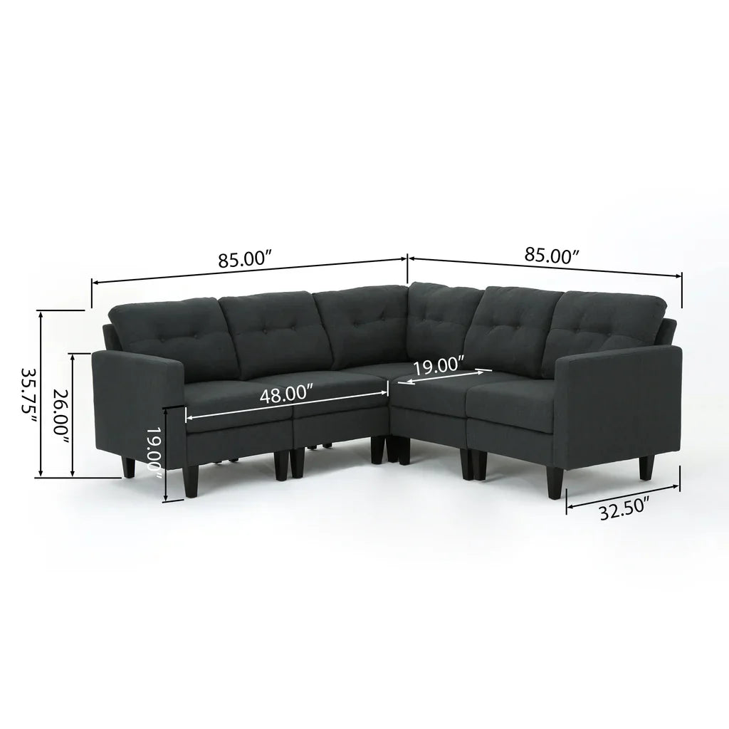 Emmie Mid-century Modern 5-piece Sectional Sofa Set