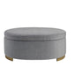 Oval Shape Grey Storage Ottoman