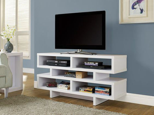 Modern TV Stand in white wood finish