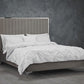 Grey Velvet King Size Bed Frame with Mirrored Headboard