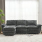 3-Seater Modular Sofa with Footstool Black Chenille – Zavior Dubai