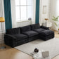 3-Seater Modular Sofa with Footstool Black Chenille – Zavior Dubai