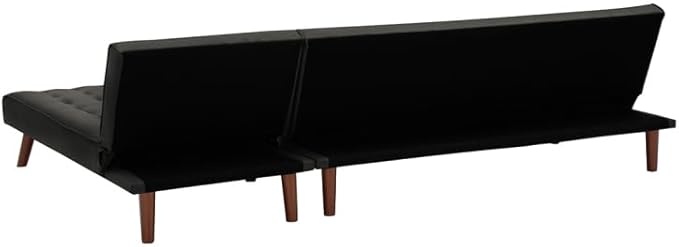 Reversible Sectional Sleeper Sofa Black Fabric With Wood Legs | Modern Comfort in Dubai