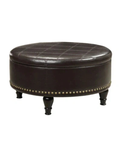 Round Storage Ottoman with Flip Top Surface