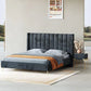 Charcoal Cotton and Polyester Upholstered Bed – Luxury Platform Bed for Apartment