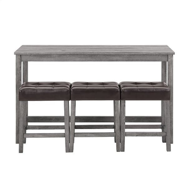 Zavior 4-Piece Bar Table Set with Power Outlet and 3 Chairs

