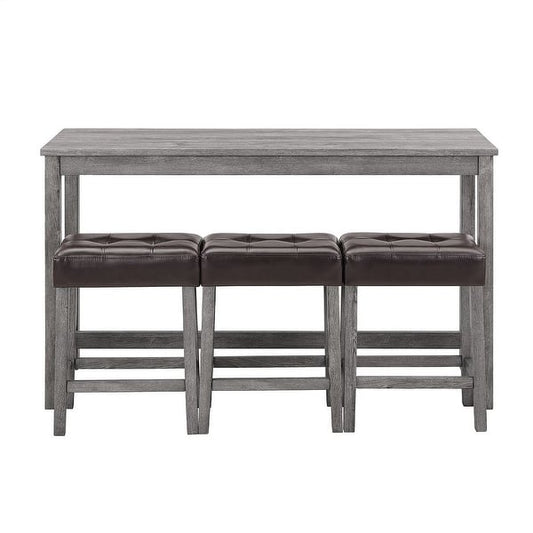 Zavior 4-Piece Bar Table Set with Power Outlet and 3 Chairs

