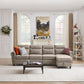 Modern 4-Seater L-Shaped Sectional Sofa with Storage Ottoman