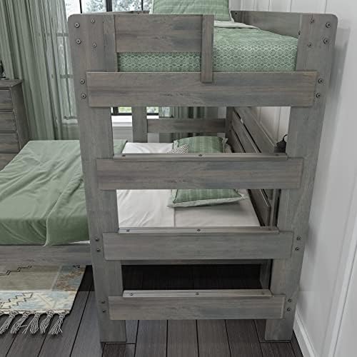 Farmhouse Twin over Queen L Shaped Bunk Bed - Barnwood Brown