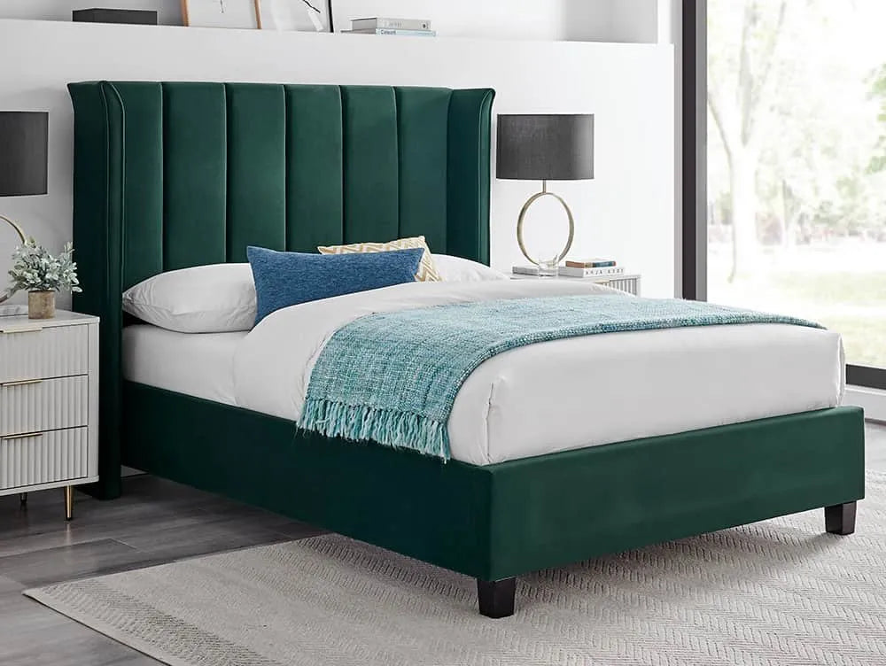 Curved Headboard Bed Velvet Upholstered