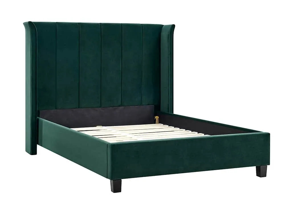 Curved Headboard Bed Velvet Upholstered
