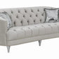 Traditional gray fabric tufted curved back sofa