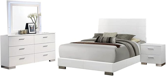 Felicity Bedroom Set with LED Lighting Glossy White