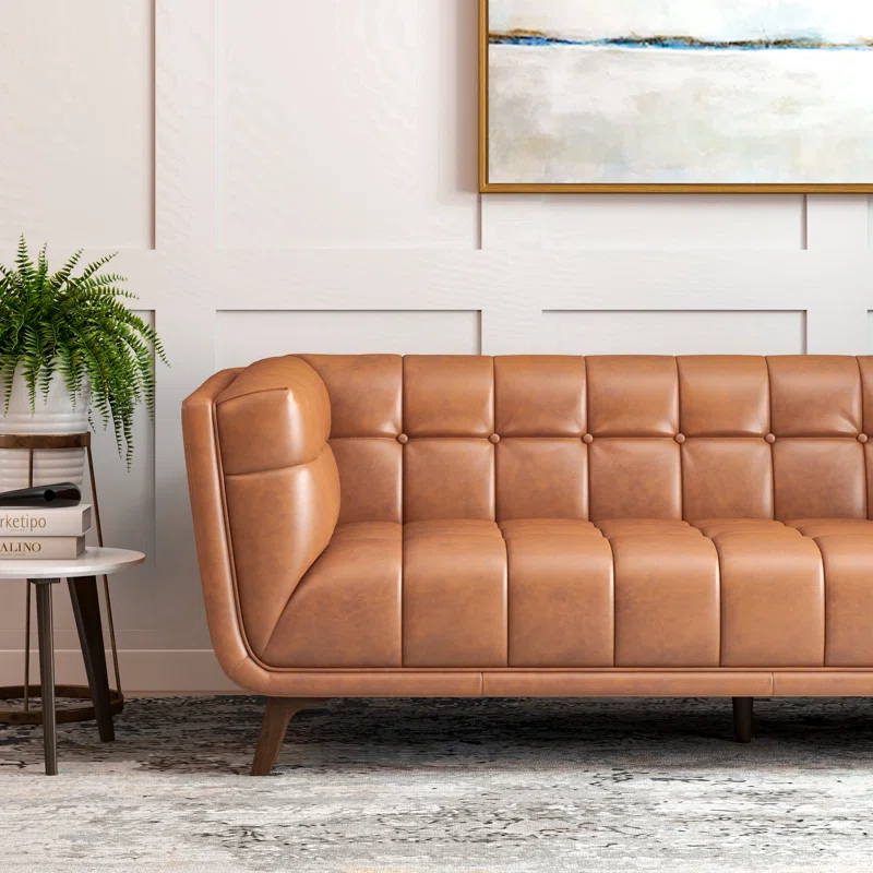 Ardrie PVC Faux Leather Flared Arm Sofa