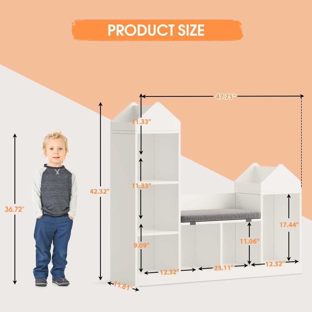 6-Cubby Kids Toy Storage Organizer with Reading Nook