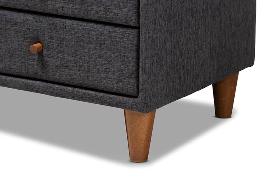Claverie Mid-Century Fabric Upholstered Nightstand
