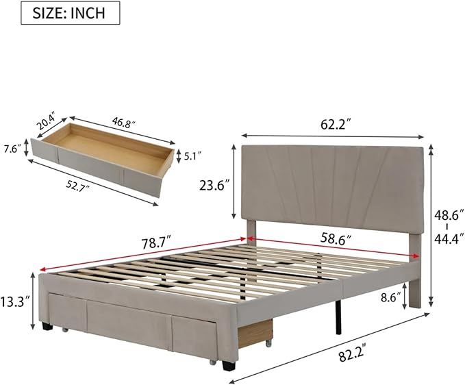 Hie Queen Upholstered Storage Platform Bed