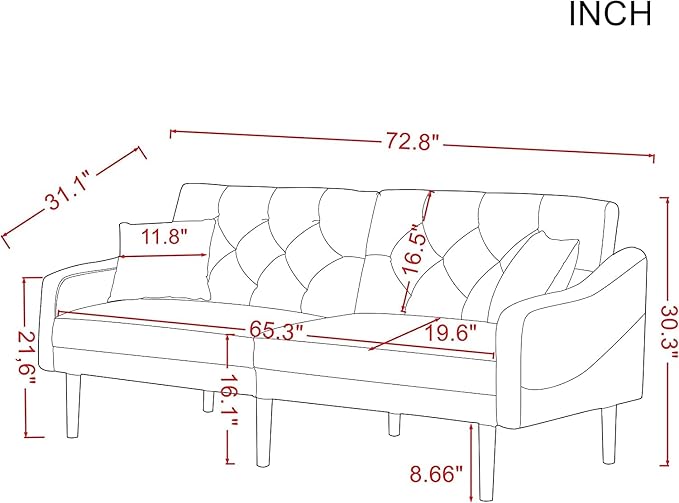 Malek Velvet Square Arm Sofa