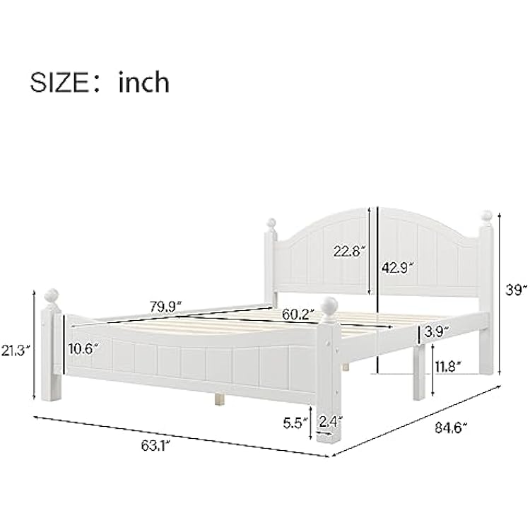 White 6 Piece Bedroom Set with Bed, Dresser & Mirror