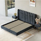 Charcoal Cotton and Polyester Upholstered Bed – Luxury Platform Bed for Apartment