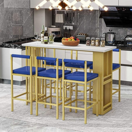 7-Piece Modern Counter Height Bar Table with Stools