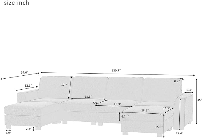 Lounge 3-Piece Double Chaise Sectional Sofa – Perfect for Ultimate Comfort and Style