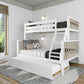 Twin over Full Bunk Bed with Trundle Bed - White