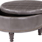 Round Storage Ottoman with Flip Top Surface