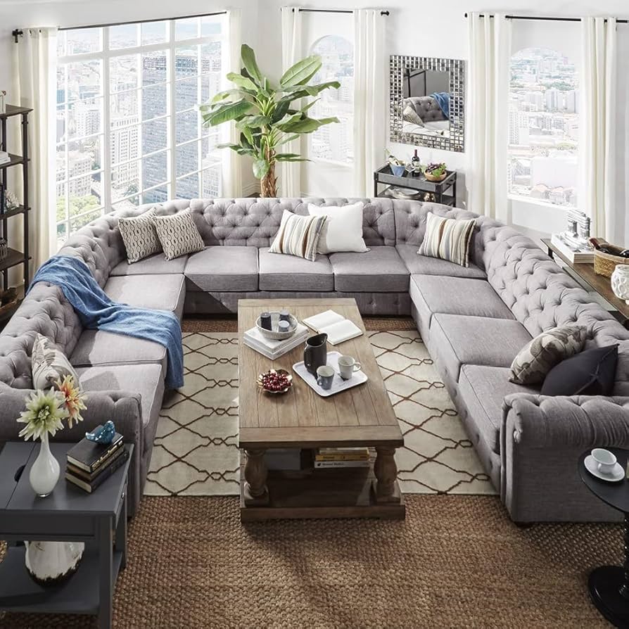 Chesterfield 11-Seat U-Shaped Sectional Sofa - Luxury Seating for Dubai Homes