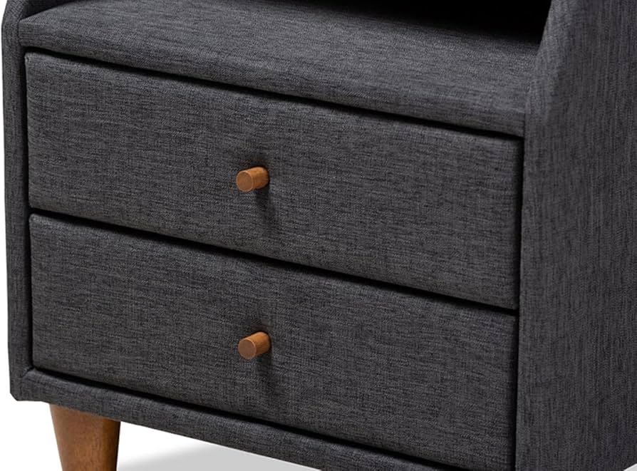 Claverie Mid-Century Fabric Upholstered Nightstand