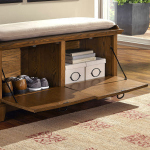 The Gray Barn Old Stone Upholstered Storage Bench - White