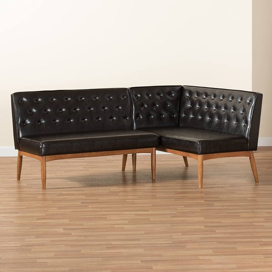 Riordan Mid-Century Modern 2-Piece Dining Nook Banquette Set