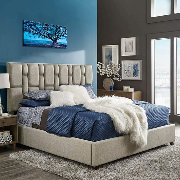 Briston Pattern Tufted Bed in Gray