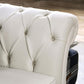 Royal style tufted sofa in light mocha fabric