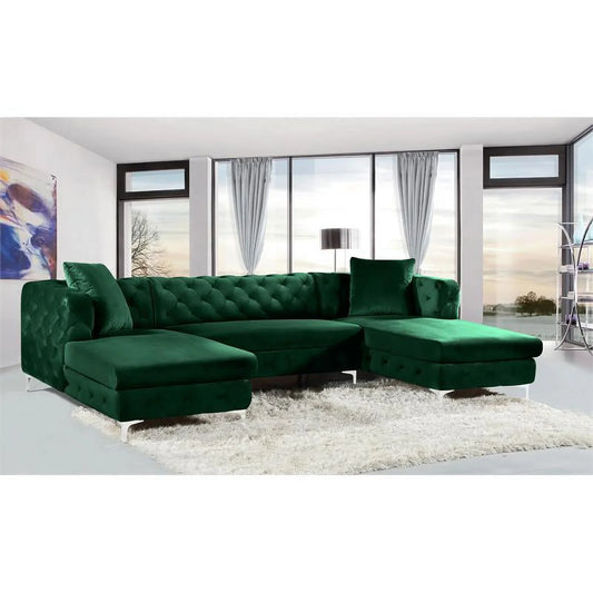 Luxurious Velvet Upholstered U-Shaped Sectional Sofa – 7-Seater Comfort and Style