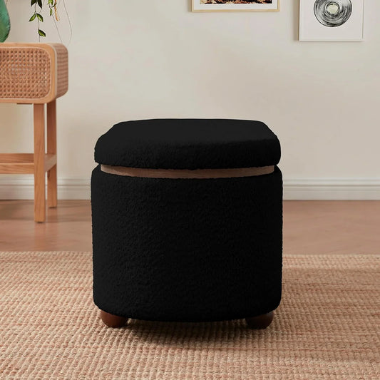 Boucle Storage Ottoman Bench Teddy Storage Bench With Removeable Lid For Entryway Bench, Bedroom, Living Room