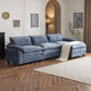 3-Seater Modular Sofa with Footstool Black Chenille – Zavior Dubai
