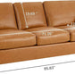 Siggy Genuine Leather Square Arm Sofa with Sturdy Block Legs - Luxurious Comfort, Goose Feather Cushion - Ideal for Living Room