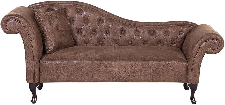 Chesterfield Brown Faux Leather Chaise Lounge