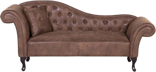 Chesterfield Brown Faux Leather Chaise Lounge