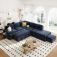 Beige 90.6" L-Shaped Sectional Sofa with Storage