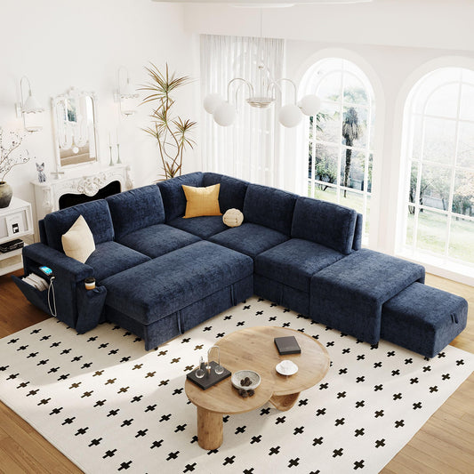 Beige 90.6" L-Shaped Sectional Sofa with Storage