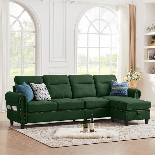 Modern 4-Seater L-Shaped Sectional Sofa with Storage Ottoman