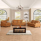 Siggy Genuine Leather Square Arm Sofa with Sturdy Block Legs - Luxurious Comfort, Goose Feather Cushion - Ideal for Living Room
