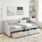 Linen Daybed with Drawers,Tufted Sofa Bed with Button and Copper Nail