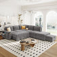 Beige 90.6" L-Shaped Sectional Sofa with Storage