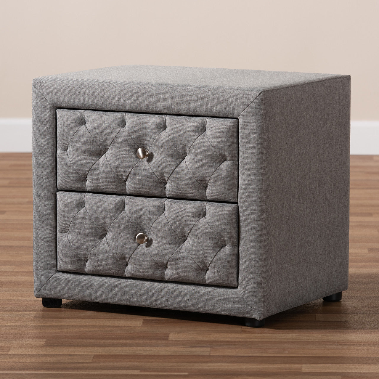 Lepine Grey Fabric Night Stand