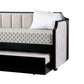 Fabric Upholstered Wooden Daybed with Vertical Tufting, Gray and Black