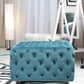 BLUE Square Tufted Fabric, Bench